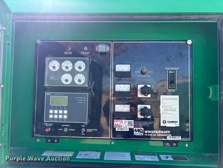 image for item EU8525 2016 Whisperwatt DCA -70SSIU4F generator