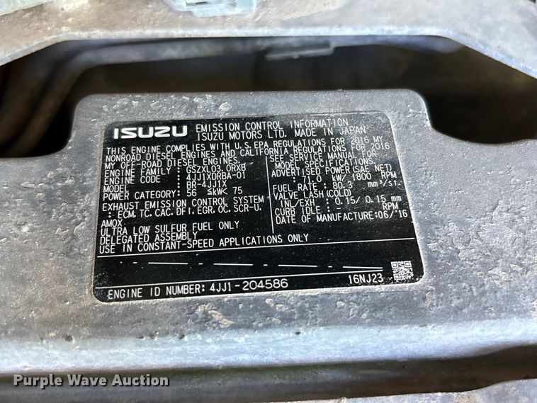 image for item EU8525 2016 Whisperwatt DCA -70SSIU4F generator