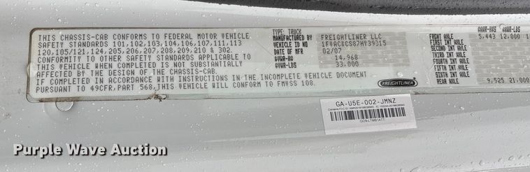 image for item EV3220 2007 Freightliner M2 utility / service truck