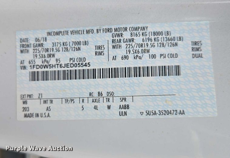 image for item EV5430 2018 Ford F550 Crew Cab flatbed truck