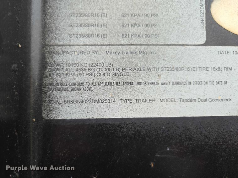 image for item EV5431 2013 Maxey flatbed trailer