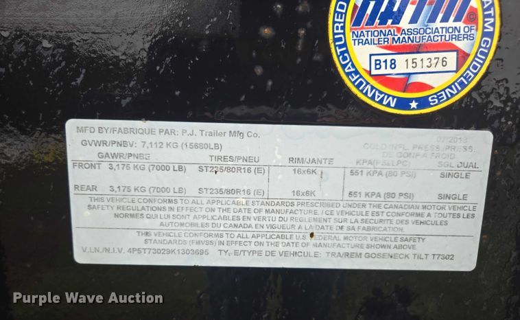 image for item EV5439 2019 PJ tilt deck equipment trailer