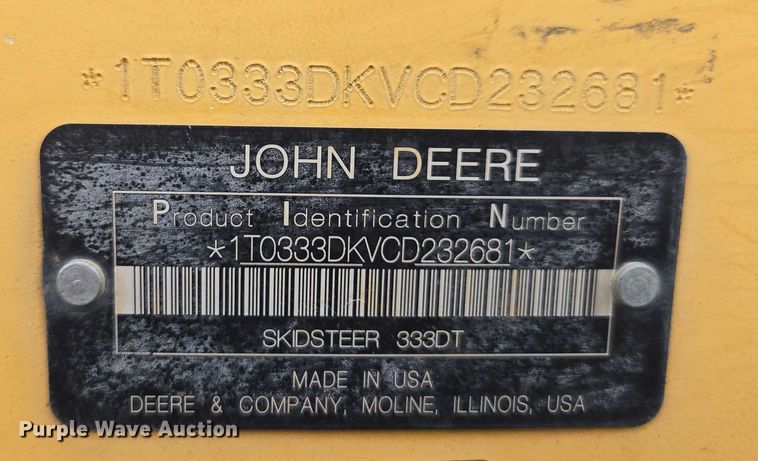 image for item EV5453 2012 John Deere 333D tracked skid steer loader