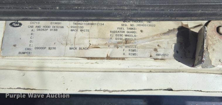 image for item EV5473 2005 Mack CV dump truck