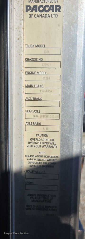 image for item EV5475 2001 Kenworth T300 dump truck