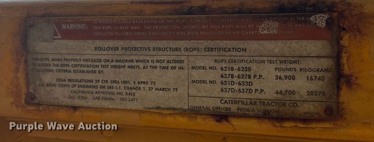 image for item FI0007 1976 Caterpillar 621B conventional scraper 