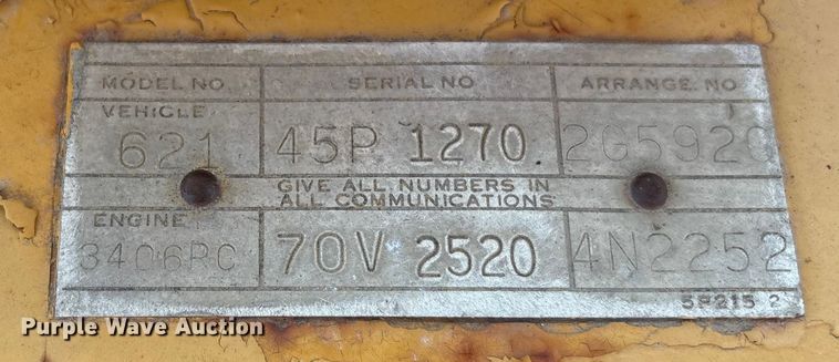 image for item FI0007 1976 Caterpillar 621B conventional scraper 