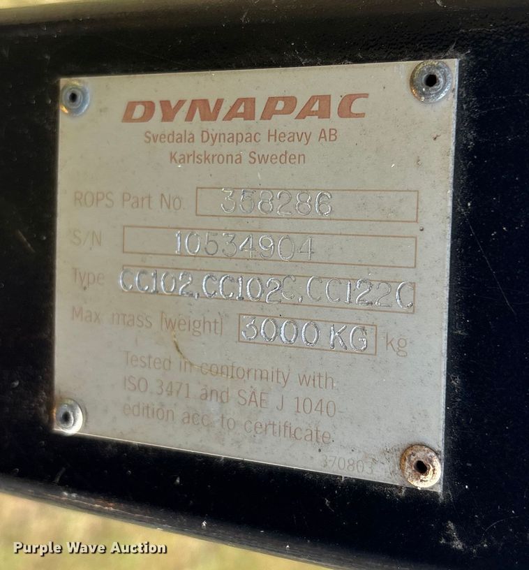 image for item FI0011 1999 Dynapac CC102 double drum vibratory roller