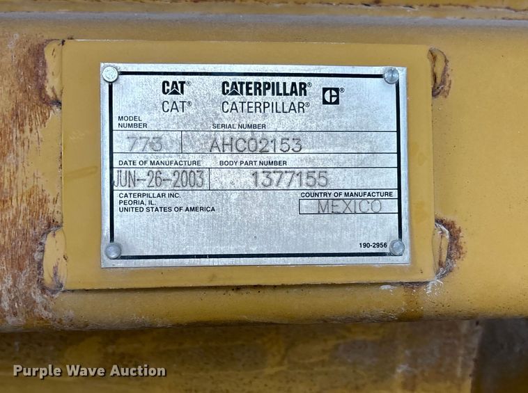 image for item FI1505 2005 Caterpillar 773E haul truck