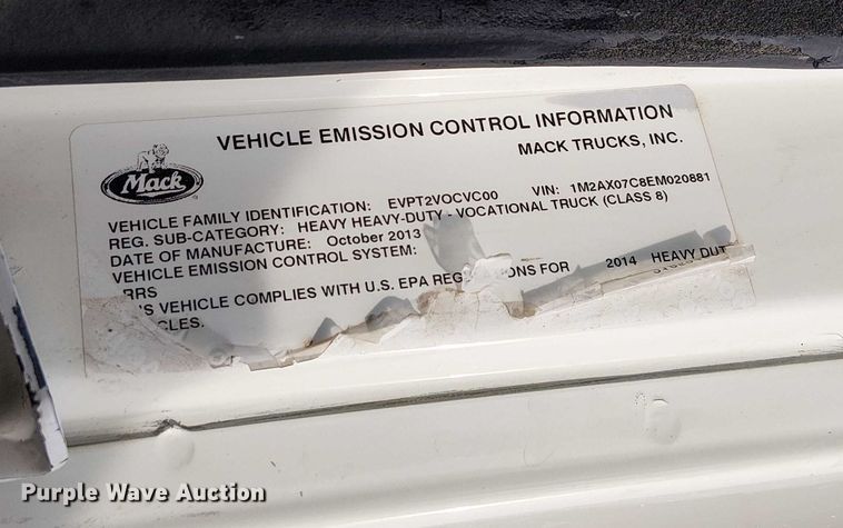 image for item FK0506 2014 Mack GU713 dump truck