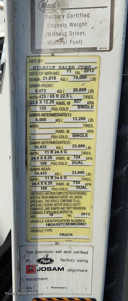 image for item FK0506 2014 Mack GU713 dump truck