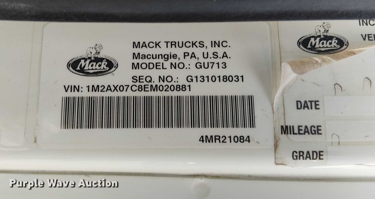 image for item FK0506 2014 Mack GU713 dump truck