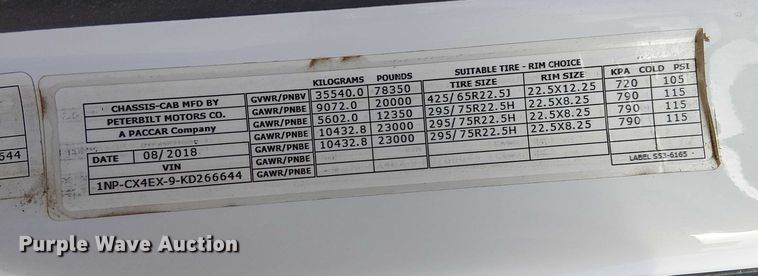 image for item FK0509 2019 Peterbilt 567 dump truck