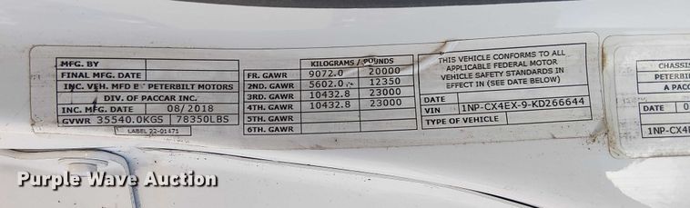 image for item FK0509 2019 Peterbilt 567 dump truck