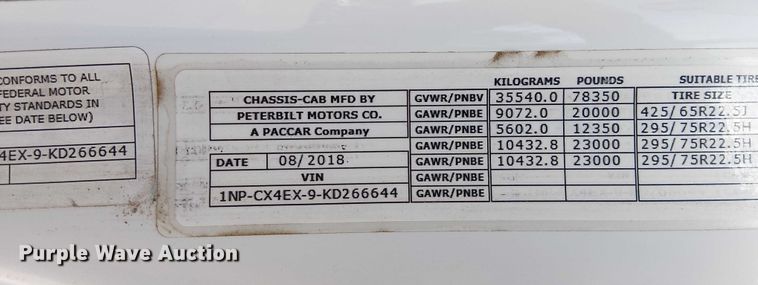 image for item FK0509 2019 Peterbilt 567 dump truck