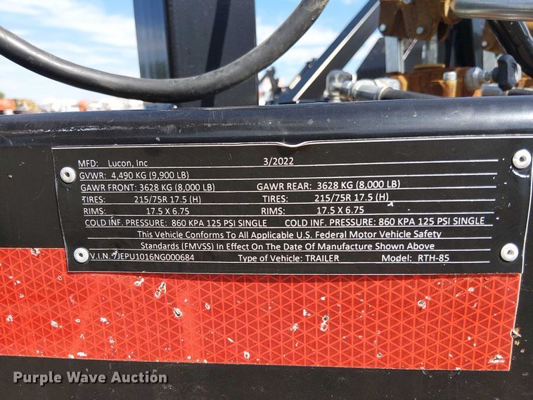 image for item NU9778 2022 Lucon Custom Heavy Haul RTH-85 reel trailer