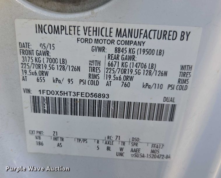 image for item YA1001 2015 Ford F550 SuperCab utility / service truck