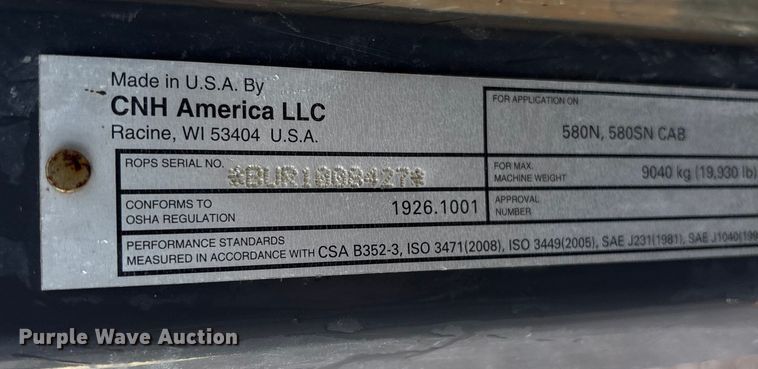 image for item YA1011 2012 Case 580 Super N backhoe