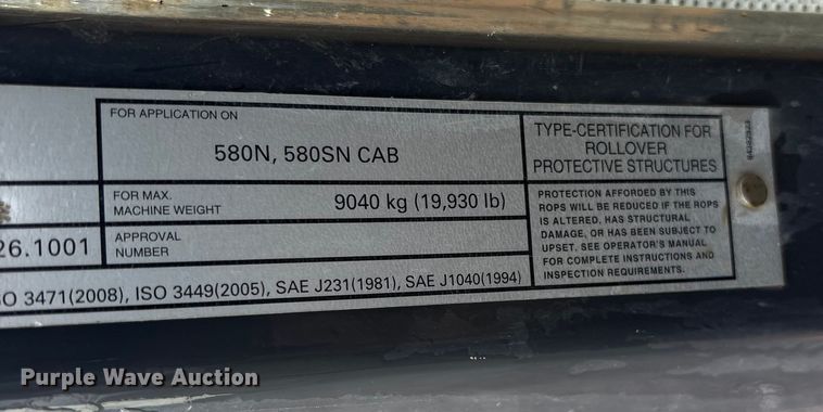 image for item YA1011 2012 Case 580 Super N backhoe