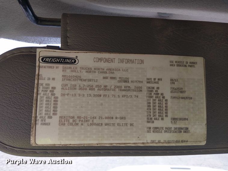 image for item YA1225 2014 Freightliner Business Class M2 digger derrick truck