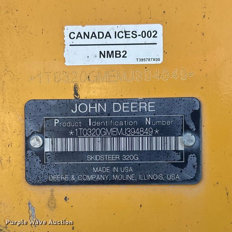 image for item YA1306 2021 John Deere 320G skid steer loader