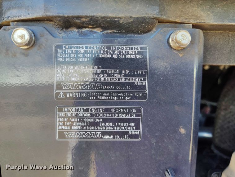 image for item YA1422 2020 Yanmar VIO55-6A mini excavator