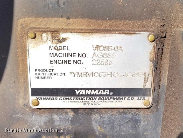 image for item YA1422 2020 Yanmar VIO55-6A mini excavator