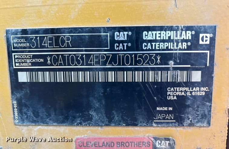 image for item YA1423 2015 Caterpillar 314ELCR excavator