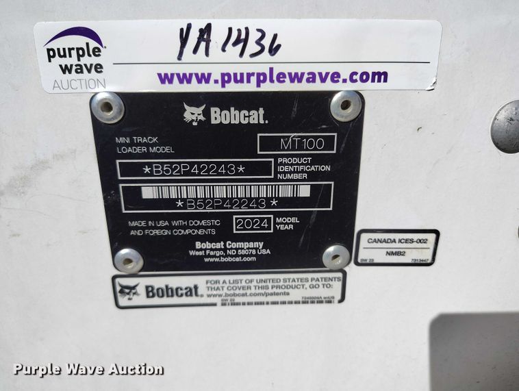 image for item YA1436 2024 Bobcat MT100 compact utility loader