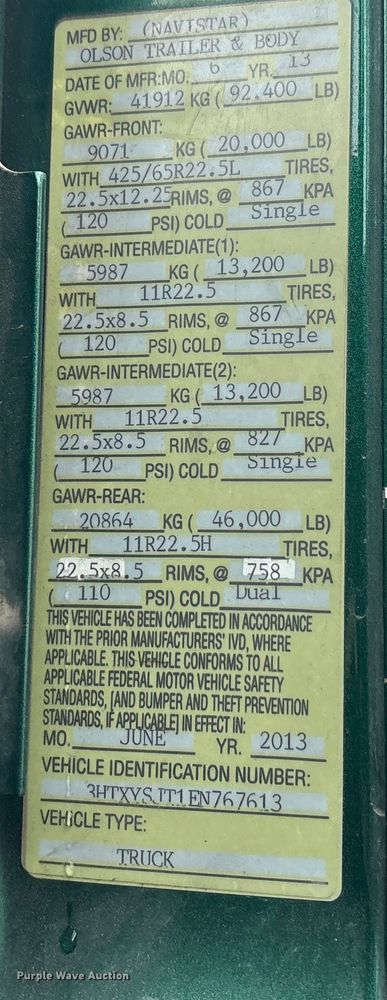 image for item YA1453 2014 International 5900i dump truck