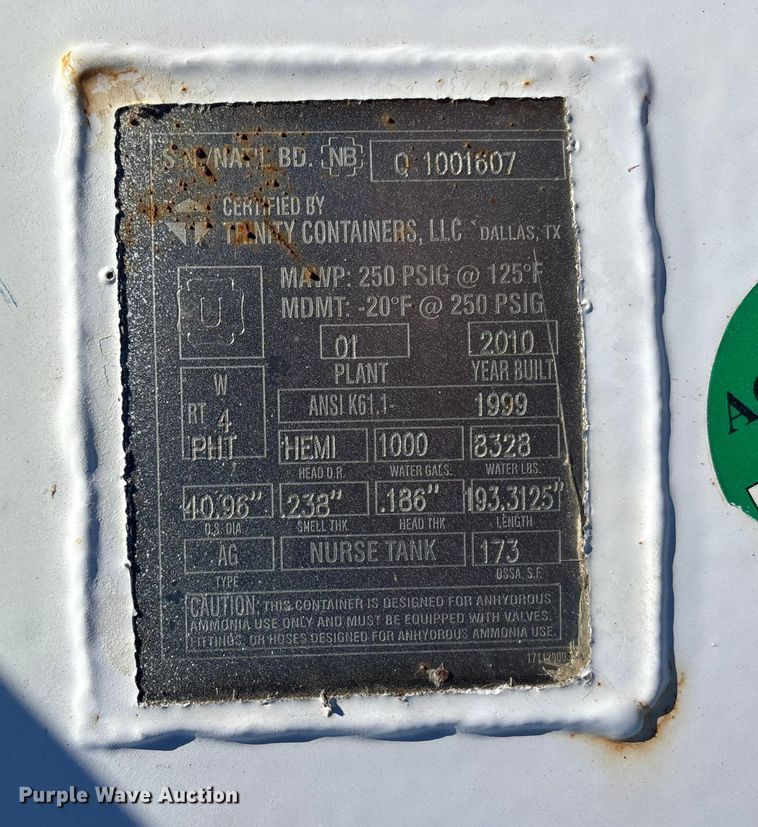 image for item DK0120 2010 Dalton Ag WNDT1000 tank trailer