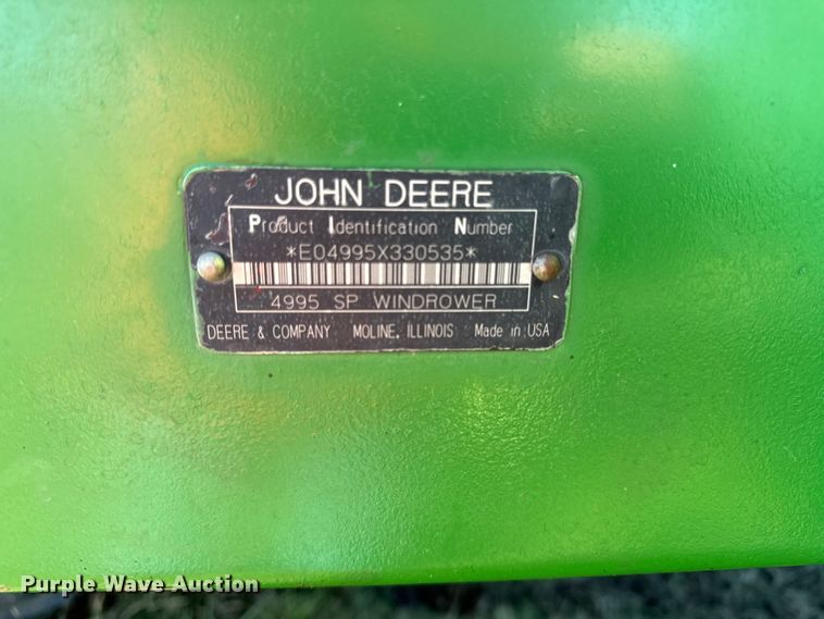 image for item DY8323 2007 John Deere 4995 swather / windrower