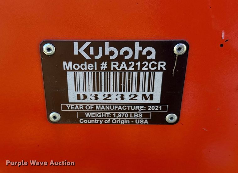image for item DY8324 2021 Kubota RA212CR hay rake