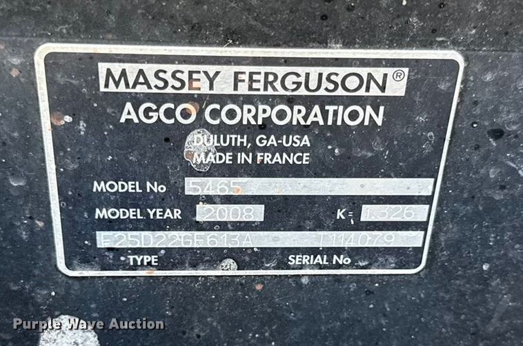 image for item EC4452 2008 Massey Ferguson 5465 MFWD tractor