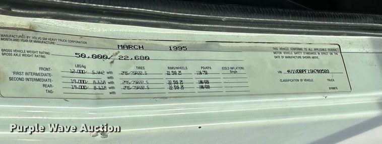 image for item ED2356 1995 WhiteGMC fertilizer delivery truck