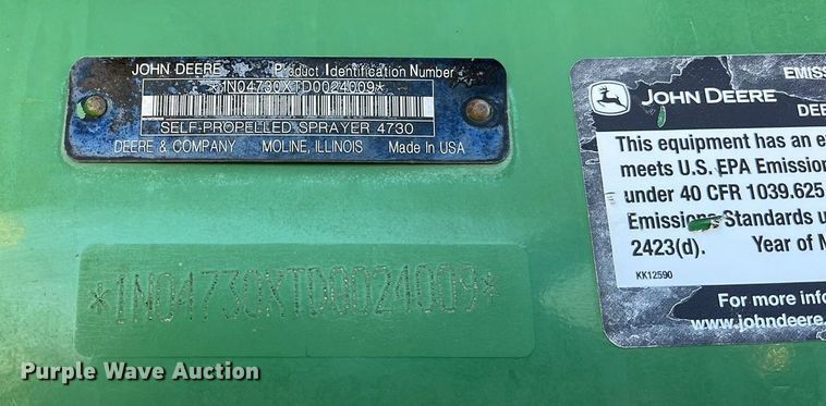 image for item ED2363 2013 John Deere 4730 sprayer