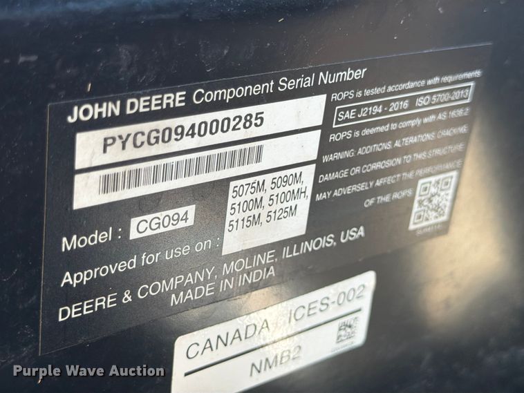 image for item ED5000 2022 John Deere 5115M MFWD tractor