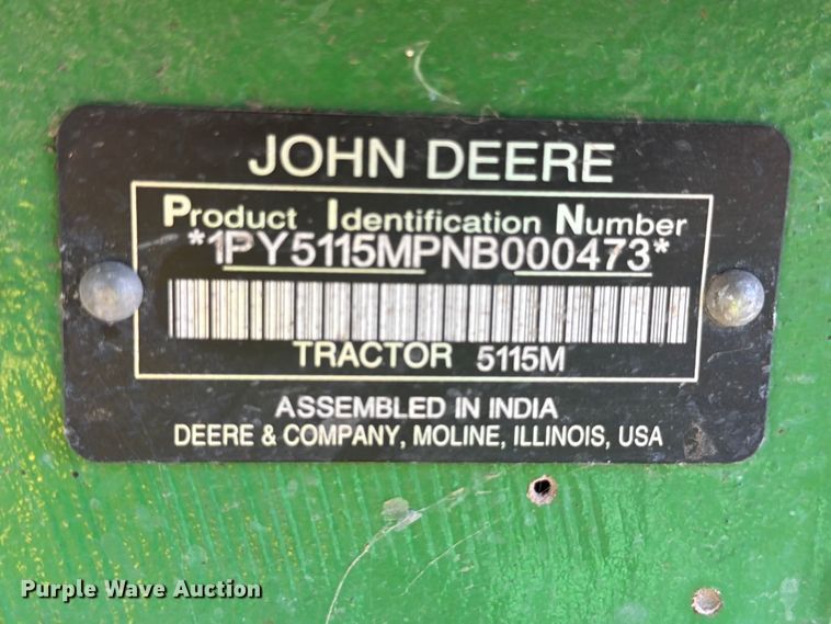 image for item ED5000 2022 John Deere 5115M MFWD tractor