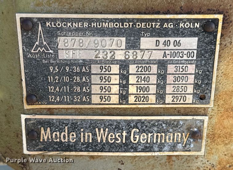 image for item EN0686 Deutz D4006 tractor