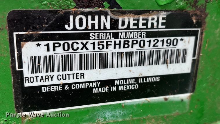 image for item EN5748 2011 John Deere CX15 rotary mower