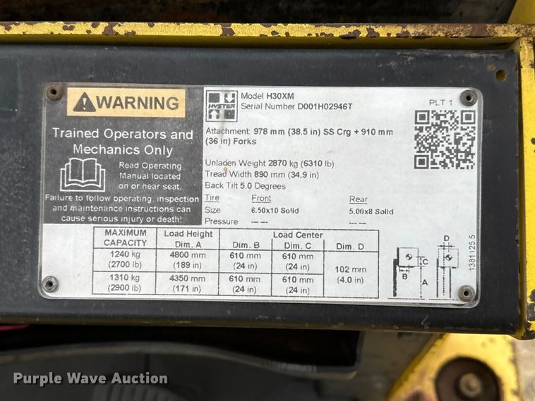 image for item EP2556 1996 Hyster H30XM forklift