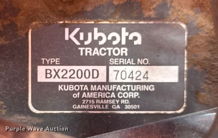 image for item ER0276 Kubota BX2200D MFWD tractor