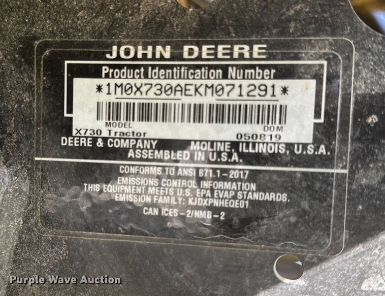 image for item ER0277 John Deere X730 lawn mower
