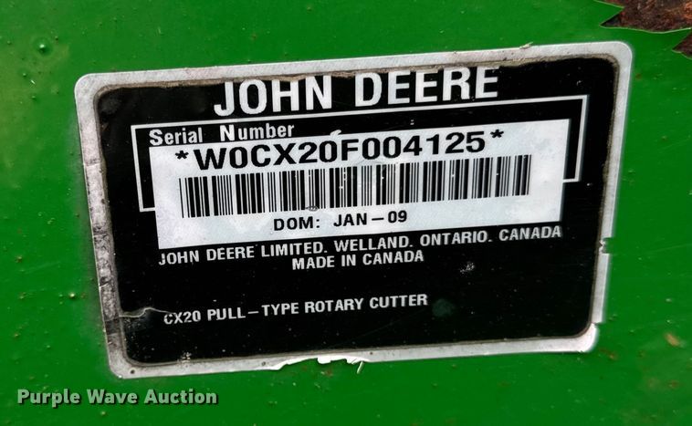 image for item ER0284 John Deere CX20 batwing rotary mower