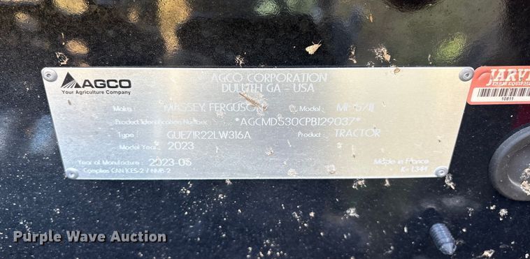 image for item ET7192 2023 Massey Ferguson 5711 Dyna-4 MFWD tractor