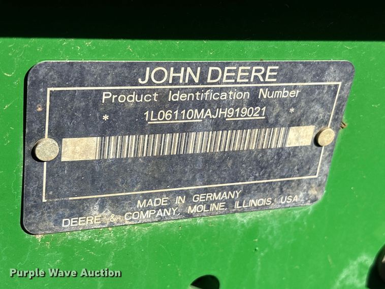 image for item ET7230 2018 John Deere 6110M MFWD tractor