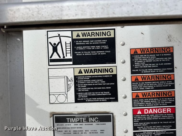 image for item EU6326 2018 Timpte, Inc Timpte grain trailer