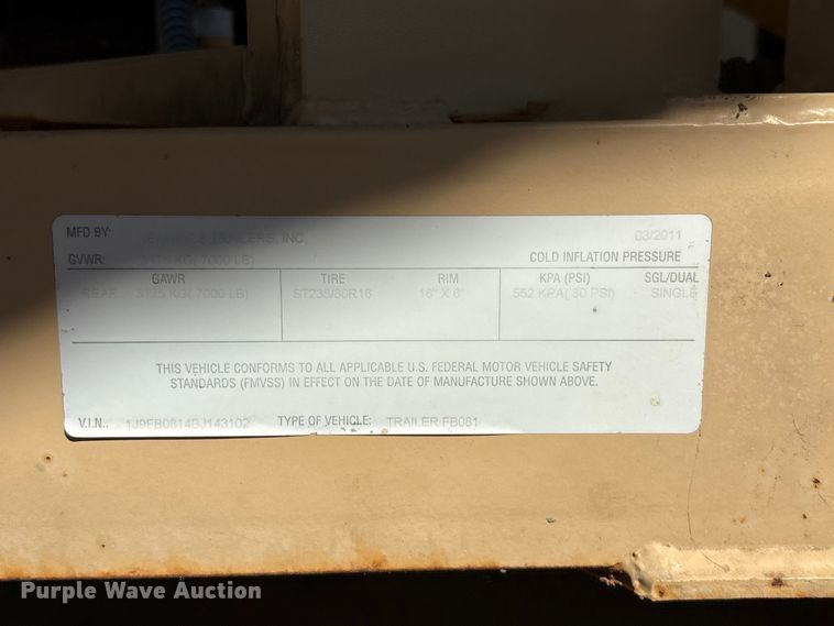 image for item EV2552 2011 Jennings Trailers FB081 Sure-Pull feed buggy