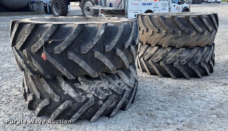 image for item EV3241 (4) BKT 650/65R38 Agri Max RT 657 flotation tires and wheels