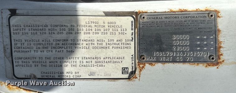 image for item EV3248 1988 GMC C7 fertilizer delivery truck